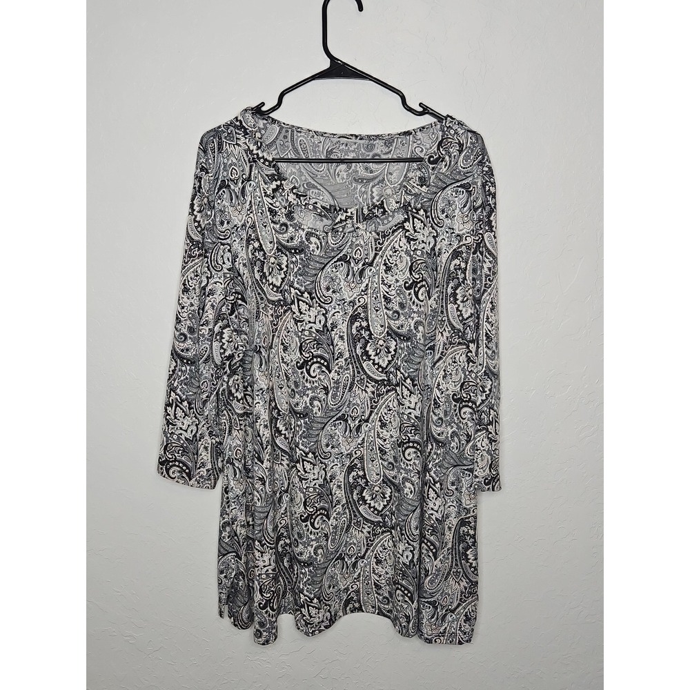 Womens Paisley Stretch Tunic Approx Sz 2X-3X Embossed Whimsigoth Office Career